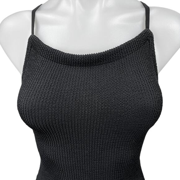 Urban Outfitters Black Sleeveless Rib Knitted Cami Camisole Mini Tank Dress XS - Picture 3 of 5